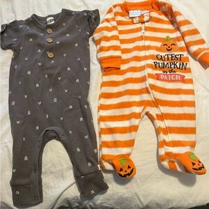 Cutest Pumpkin in the Patch Orange Striped Baby One-Piece